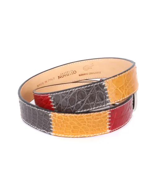 FRATELLI NOVIELLO BELT - MULTICOLOR - GENUINE CROCODILE LEATHER