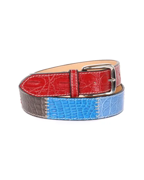 FRATELLI NOVIELLO BELT - MULTICOLOR - GENUINE CROCODILE LEATHER
