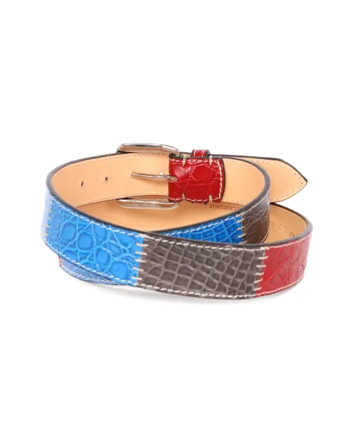 FRATELLI NOVIELLO BELT - MULTICOLOR - GENUINE CROCODILE LEATHER