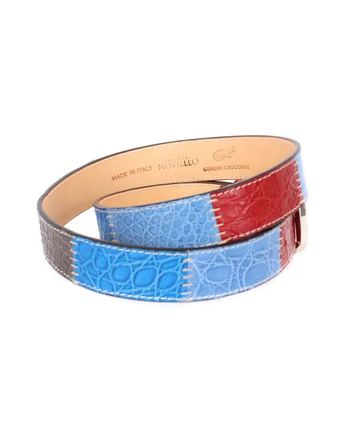 FRATELLI NOVIELLO BELT - MULTICOLOR - GENUINE CROCODILE LEATHER