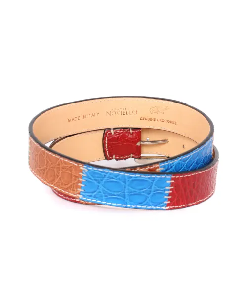 FRATELLI NOVIELLO BELT - MULTICOLOR - GENUINE CROCODILE LEATHER