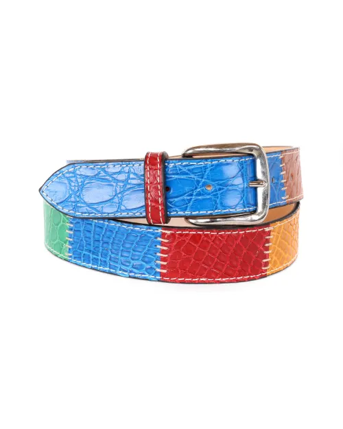FRATELLI NOVIELLO BELT - MULTICOLOR - GENUINE CROCODILE LEATHER