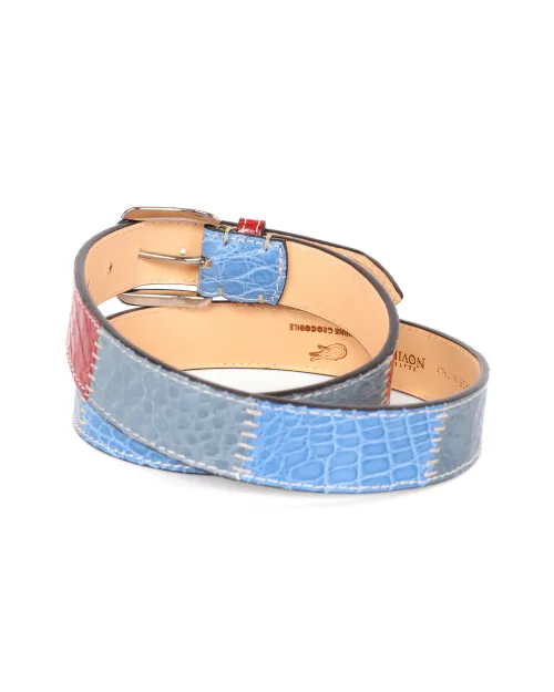 FRATELLI NOVIELLO BELT - MULTICOLOR - GENUINE CROCODILE LEATHER