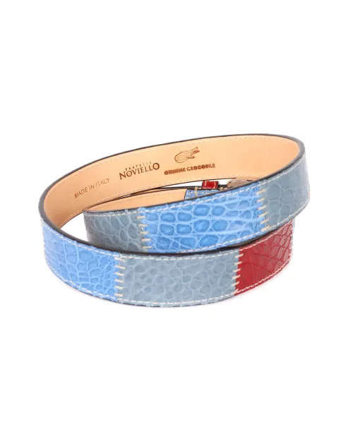 FRATELLI NOVIELLO BELT - MULTICOLOR - GENUINE CROCODILE LEATHER