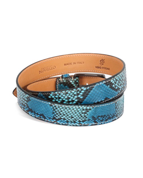 FRATELLI NOVIELLO BELT - TURQUOISE & BLUE - GENUINE PYTHON SNAKESKIN