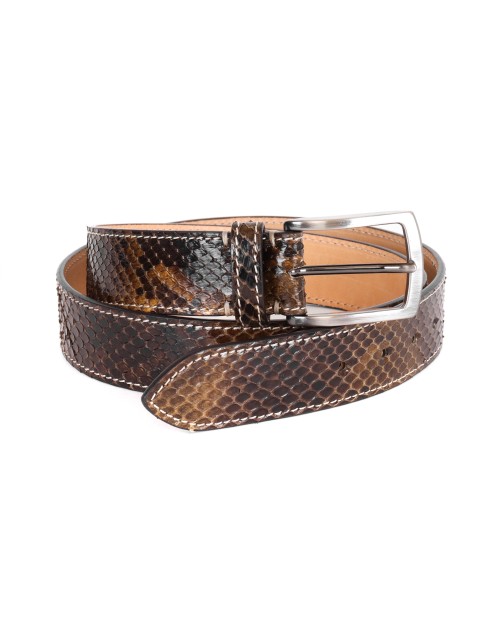 FRATELLI NOVIELLO BELT - BROWN - GENUINE PYTHON SNAKESKIN