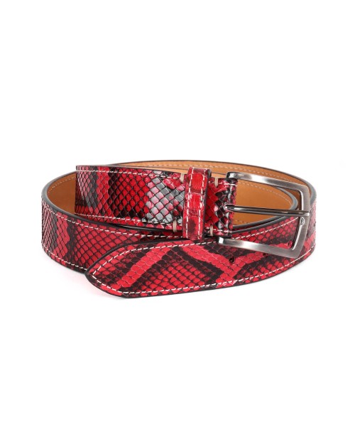 FRATELLI NOVIELLO BELT - RED - GENUINE PYTHON SNAKESKIN