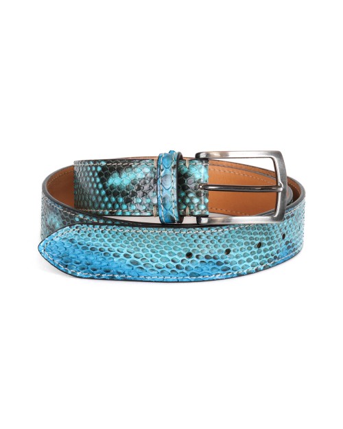 FRATELLI NOVIELLO BELT - TURQUOISE - GENUINE PYTHON SNAKESKIN