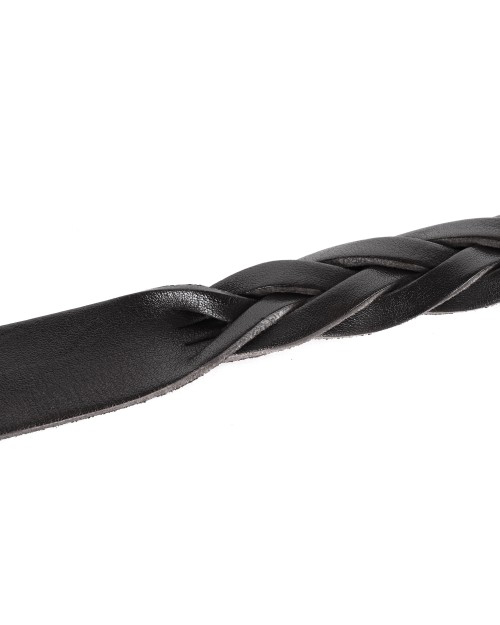 FRATELLI NOVIELLO BRAIDED BELT - BLACK - CALFSKIN & GENUINE CROCODILE