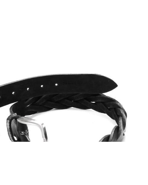 FRATELLI NOVIELLO BRAIDED BELT - BLACK - CALFSKIN & GENUINE CROCODILE