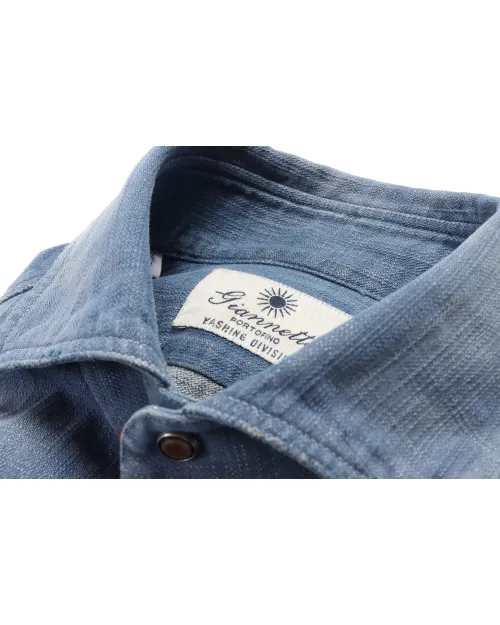 GIANNETTO PORTOFINO SHIRT - BLUE - COTTON