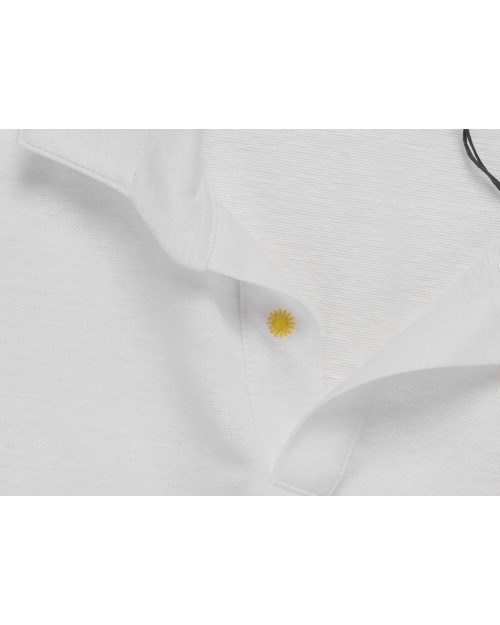 GIANNETTO PORTOFINO POLO SHIRT - WHITE - COTTON & LINEN PIQUE'