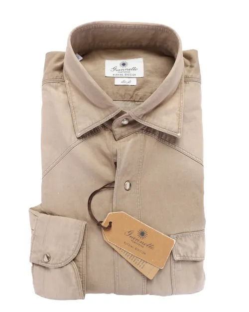GIANNETTO PORTOFINO SHIRT - BEIGE - COTTON 