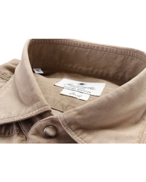 GIANNETTO PORTOFINO SHIRT - BEIGE - COTTON 
