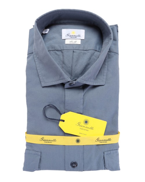 GIANNETTO PORTOFINO SHIRT - BLUE - COTTON