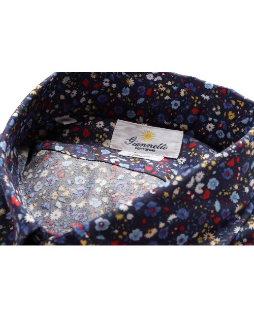 GIANNETTO PORTOFINO SHIRT - NAVY BLUE - COTTON