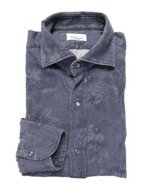 GIANNETTO PORTOFINO SHIRT - BLUE - COTTON DENIM