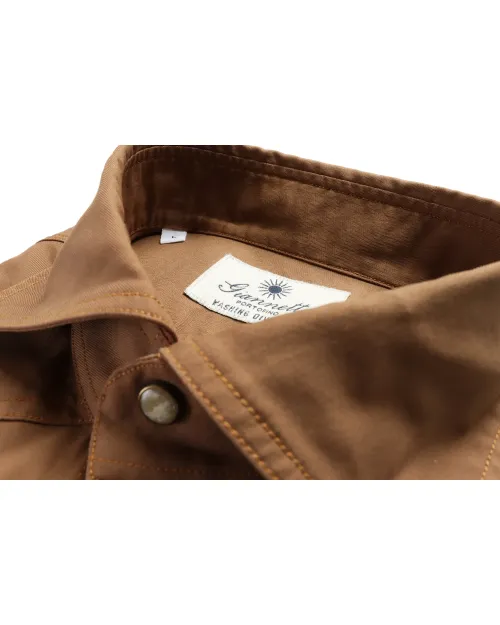 GIANNETTO PORTOFINO SHIRT - LIGHT BROWN - STRETCH COTTON
