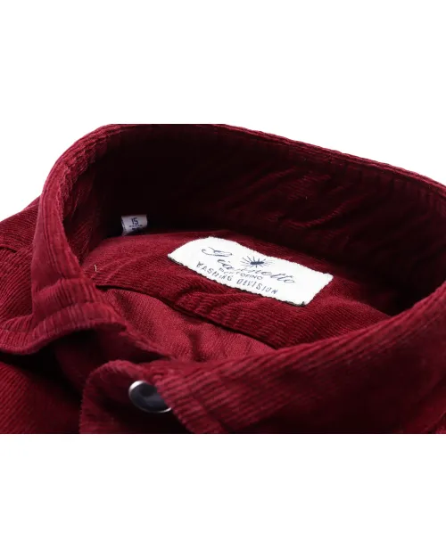 GIANNETTO PORTOFINO SHIRT - BURGUNDY - COTTON CORDUROY