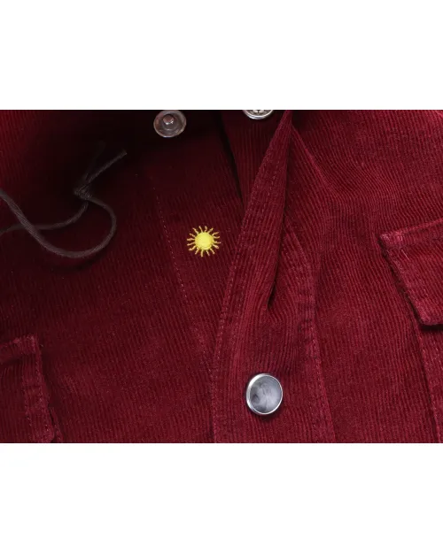GIANNETTO PORTOFINO SHIRT - BURGUNDY - COTTON CORDUROY