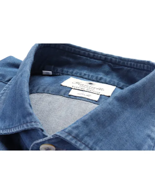 GIANNETTO PORTOFINO SHIRT - BLUE - COTTON DENIM