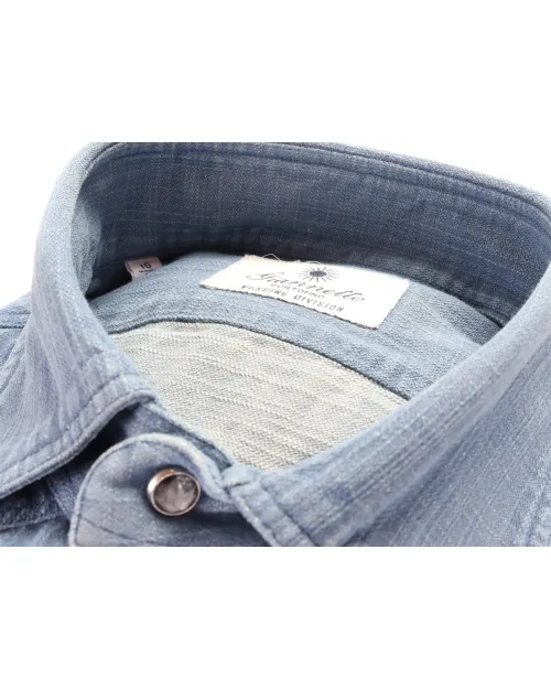 GIANNETTO PORTOFINO SHIRT - BLUE  - COTTON DENIM