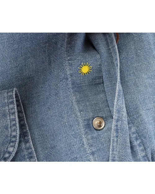 GIANNETTO PORTOFINO SHIRT - BLUE - LINEN & COTTON DENIM