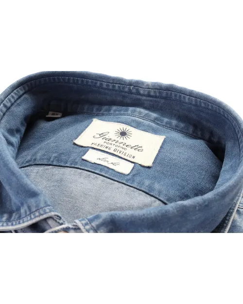 GIANNETTO PORTOFINO SHIRT - BLUE - TENCIL DENIM