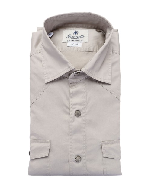 GIANNETTO PORTOFINO SHIRT - DOVE-GREY - COTTON 