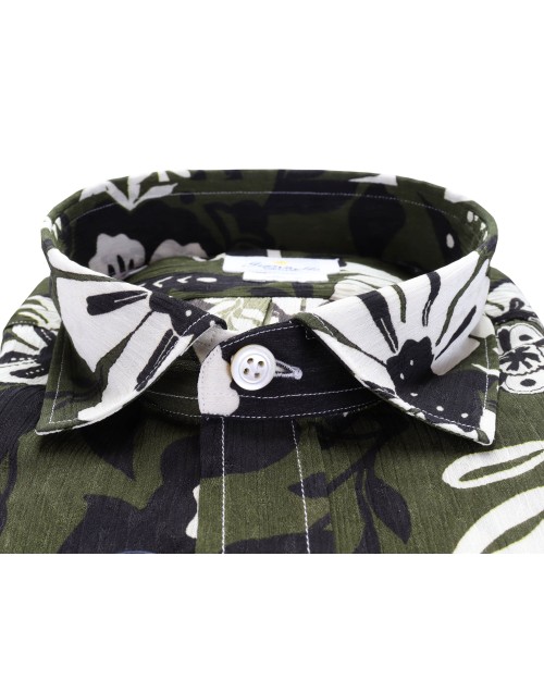 GIANNETTO PORTOFINO SHIRT - GREEN, WHITE & BLACK - POLYESTER