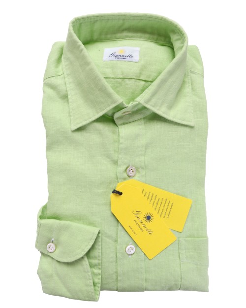 GIANNETTO PORTOFINO SHIRT - GREEN - LINEN