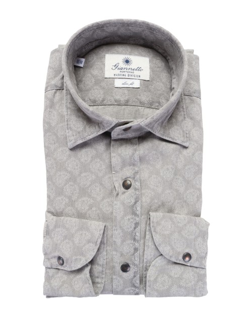 GIANNETTO PORTOFINO SHIRT - GREY - COTTON