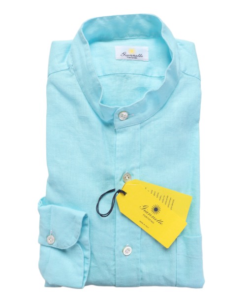 GIANNETTO PORTOFINO SHIRT - TURQUOISE - LINEN