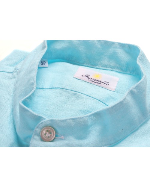 GIANNETTO PORTOFINO SHIRT - TURQUOISE - LINEN