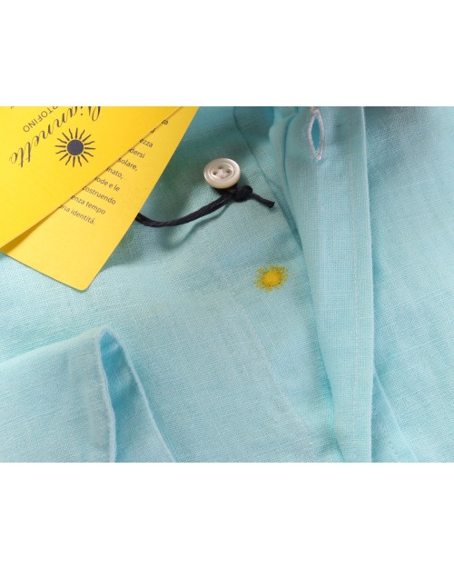 GIANNETTO PORTOFINO SHIRT - TURQUOISE - LINEN