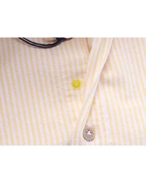 GIANNETTO PORTOFINO SHIRT - WHITE & YELLOW - COTTON