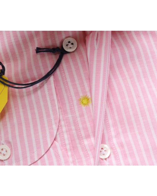 GIANNETTO PORTOFINO SHIRT - WHITE & PINK - COTTON & LINEN