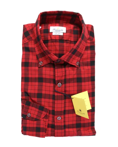 GIANNETTO PORTOFINO SHIRT - BLACK & RED - COTTON