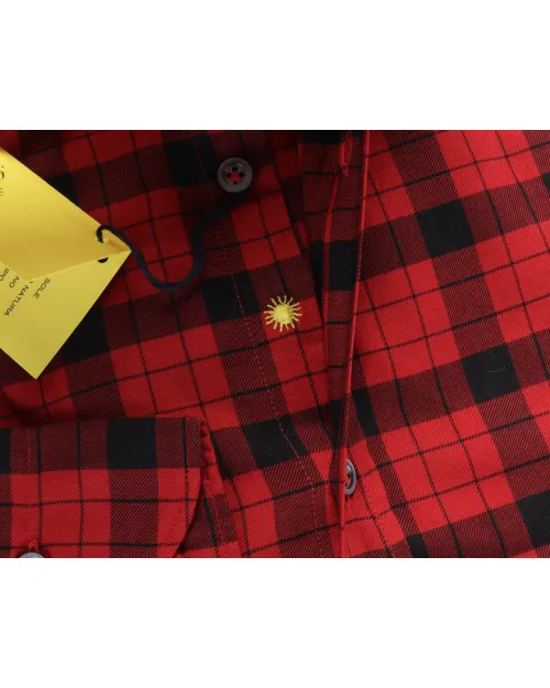 GIANNETTO PORTOFINO SHIRT - BLACK & RED - COTTON