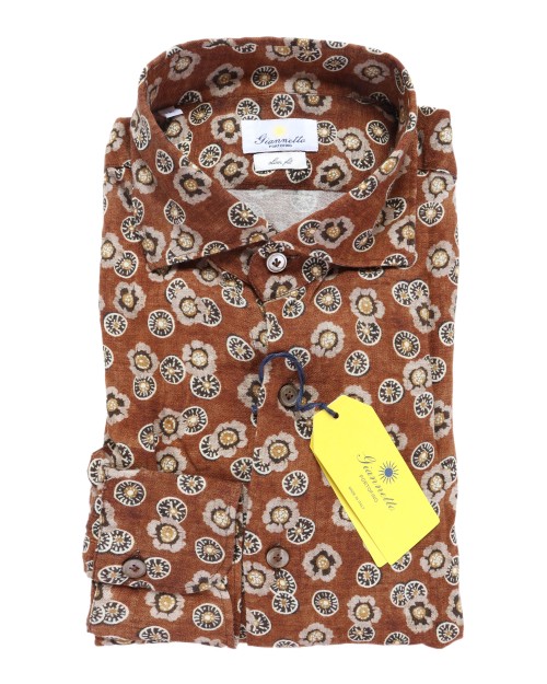 GIANNETTO PORTOFINO SHIRT - BROWN - VISCOSE