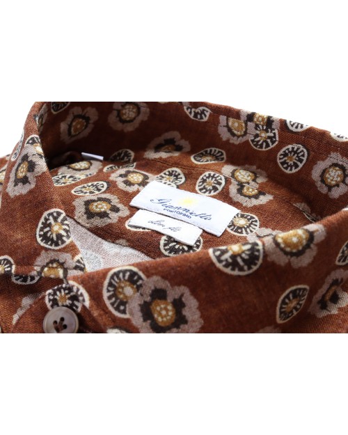 GIANNETTO PORTOFINO SHIRT - BROWN - VISCOSE