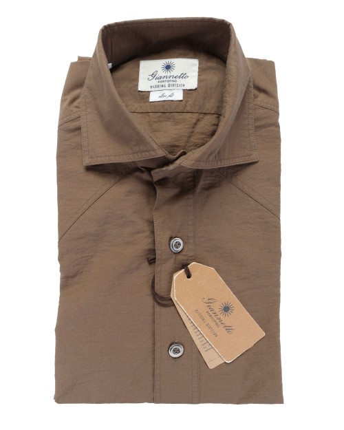 GIANNETTO PORTOFINO SHIRT - BROWN - COTTON