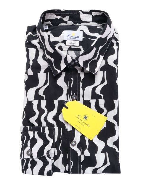 GIANNETTO PORTOFINO SHIRT - BLACK & WHITE - COTTON