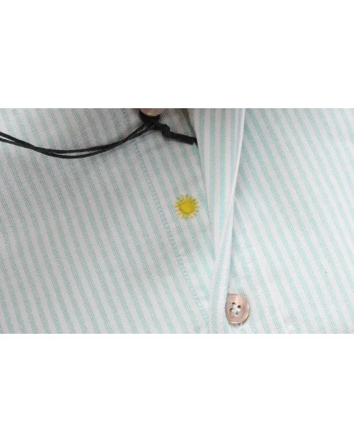 GIANNETTO PORTOFINO SHIRT - WHITE & TURQUOISE - COTTON