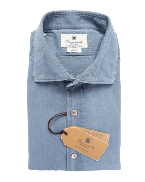 GIANNETTO PORTOFINO SHIRT - BLUE - COTTON