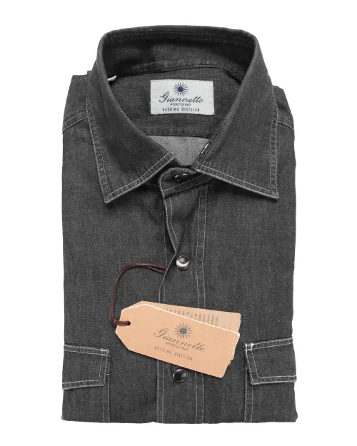 GIANNETTO PORTOFINO SHIRT - GREY - COTTON