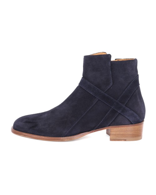 GRAND VOYAGE "BOWIE" MID BOOTS - CALFSKIN SUEDE  - NAVY BLUE