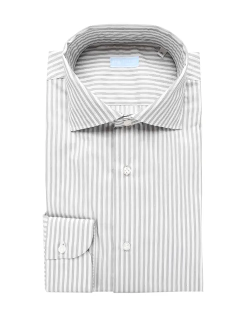 IL SARTORE NAPOLI DRESS SHIRT - WHITE & GREY - COTTON