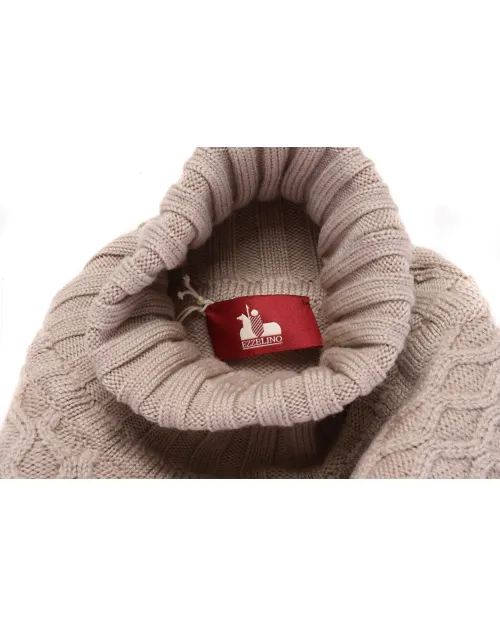EZZELINO 6-PLY TURTLENECK SWEATER - BEIGE - MERINO WOOL