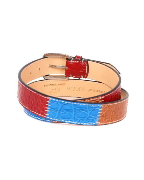 FRATELLI NOVIELLO BELT - MULTICOLOR - GENUINE CROCODILE LEATHER